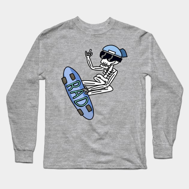 Skateboard Skeleton Long Sleeve T-Shirt by Jamtastic